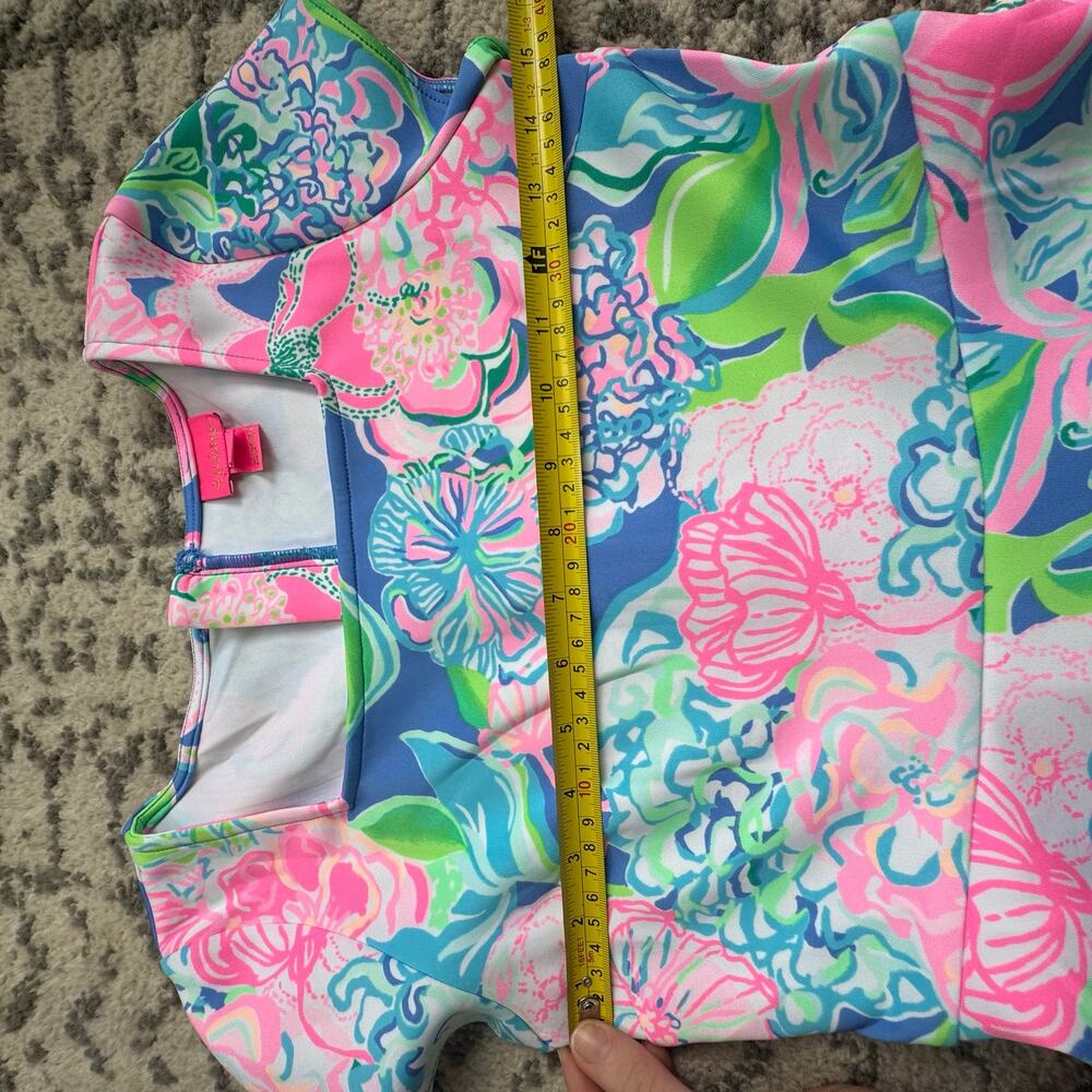 Lilly Pulitzer Floral Dress Girl’s Peony For Thoughts Arya Flare Dress Size 14 - Picture 9 of 9
